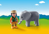 Playmobil 1-2-3 - Elephant with Zookeeper - 9381-Bunyip Toys