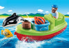 Playmobil 1-2-3 - Fishing Boat and Whale - 70183-Bunyip Toys